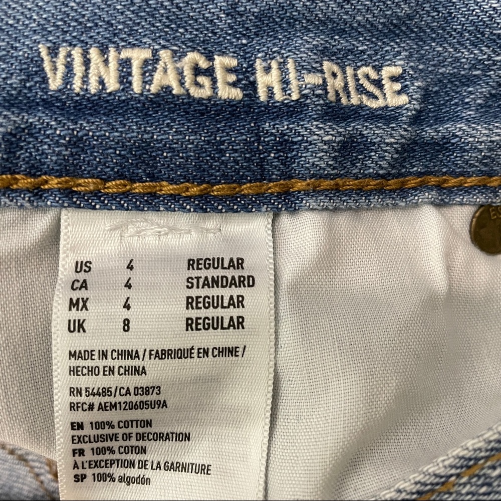 American Eagle Vintage High Rise Two stone Frayed Hem Button Fly Jeans - Picture 7 of 9